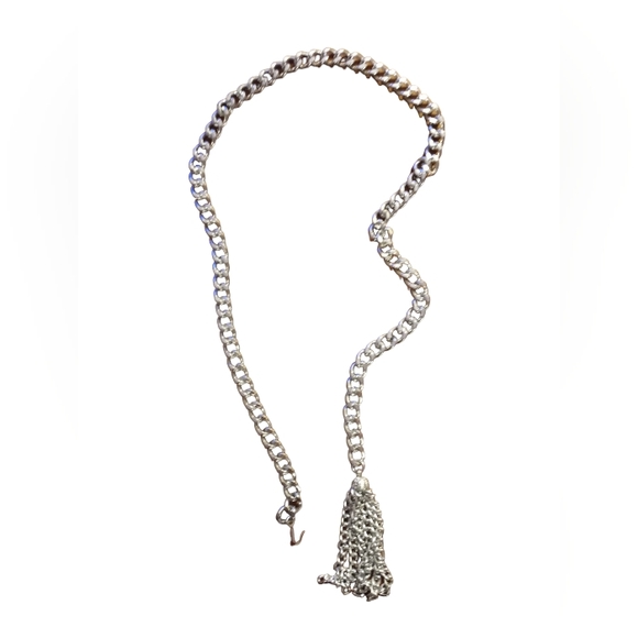 Vintage Accessories - Vintage Silver Chain Link Belt with Tassel